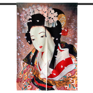 日式门帘定制浮世绘和风挂布厨房遮挡帘子商用饭店后厨布艺隔断帘