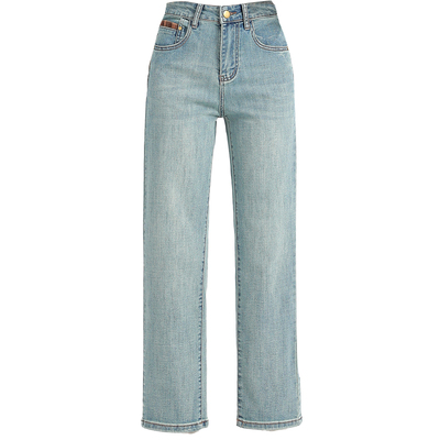 今年流行爆款高腰直筒牛仔裤女