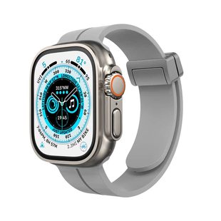 CLOUDHIS夏天新款硅胶磁吸iwatch表带s10适用苹果手表applewatch运动9透气8柔软ultra男款小众s9女款s8潮灰色
