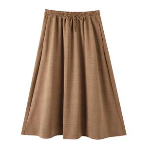 芝禾/CHESONSE【长岛杏雨】禾家 高腰显瘦羊毛格纹提花半身裙9010