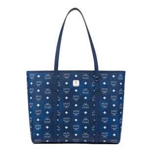 【新年礼物】MCM TONI 中号蓝色拉链购物袋菜篮子托特包