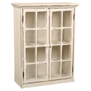 法式乡村复古展示柜陈列柜实木玻璃双门书柜花园装饰杂货壁挂柜