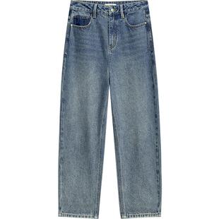 【播奥莱】播高腰牛仔裤女商场同款新款复古做旧裤子BDR1KD0105