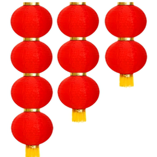 大红灯笼串户外防雨绸布三四五连串灯笼春节过新年串灯笼批发挂饰