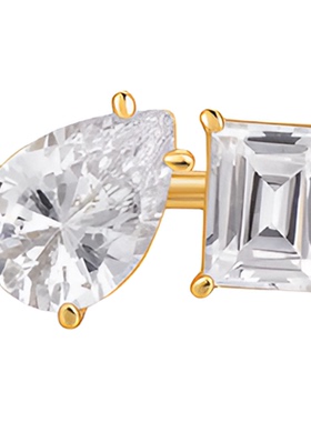 双石拼接开口戒简约欧美风