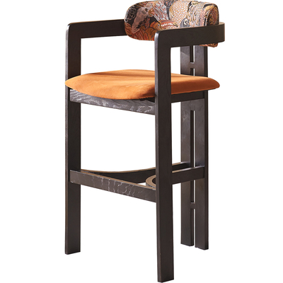 白蜡木法式复古吧台椅椅子 全实木吧台凳靠背椅子 酒吧餐厅高脚椅