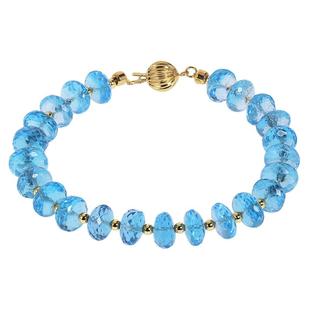 若华珠宝冰灵=瑞士蓝托帕石手链女18K金彩宝手串小众设计手饰礼物
