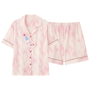 芬腾可安睡衣女款2026新款夏季纯棉女士高级感短袖绚丽家居服夏天