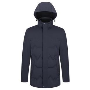 【三防鹅绒】金利来GY中长款羽绒服男秋冬款三防可拆卸帽保暖外套
