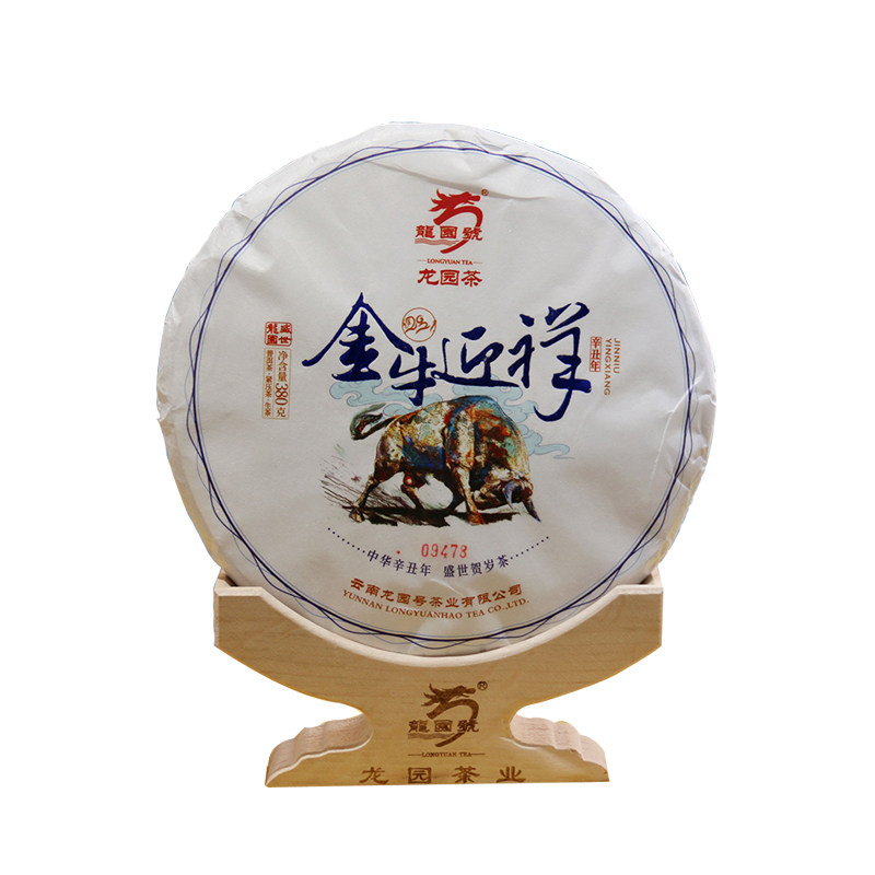 云南普洱茶龙园号生茶金牛祥357g