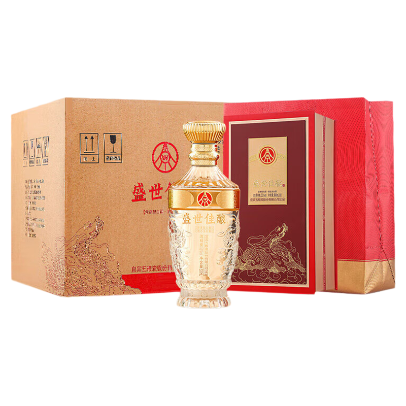 盛世佳酿福泽绵长52度浓香型白酒送礼宴请纯粮食酒500ml*6瓶整箱