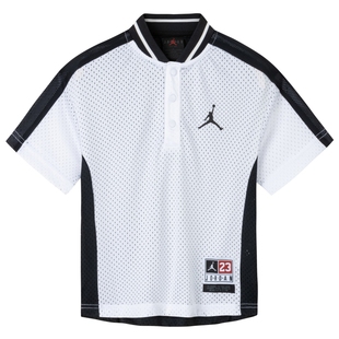JORDAN儿童装男童短袖上衣2025夏新款中大童透气篮球服JD2422007
