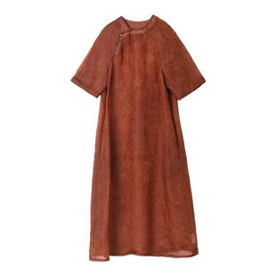 限量-布小匠桑蚕丝红云纱改良旗袍女新中式国风香云纱真丝连衣裙