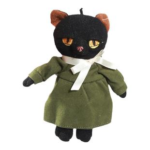 包邮现货日系毛绒公仔可爱不爽黑猫咪书包挂件卡通钥匙扣玩偶挂饰