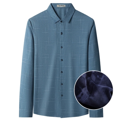 恒源祥正品加绒加厚长袖保暖衬衫