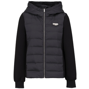 FF仿佛冬季连帽羽绒服女轻暖黑色短款时尚小个子设计感