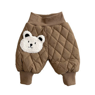 宝宝冬季裤子百搭可爱加绒加厚棉裤婴儿保暖休闲裤小童高腰束脚裤
