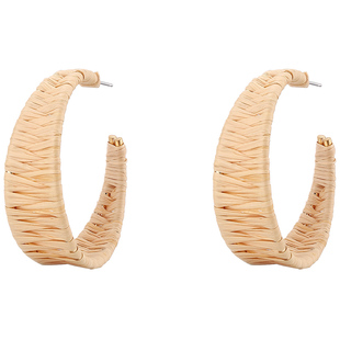 Social Talent桑蕾窄边复古大C拉菲草耳钉卡其棕秋冬美拉德新款