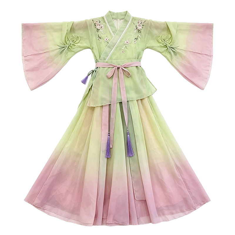 念琵琶儿童舞蹈古典演出服扇语春风立春古风表演服汉服城外小月亮