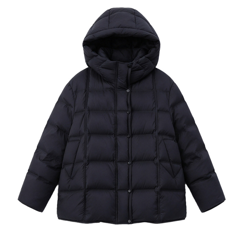 连帽中长款羽绒服女白鹅绒26冬