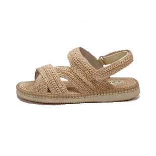 大漠行麻鞋草鞋手工凉鞋男士露趾休闲夏季中青年民族风藤草魔术贴