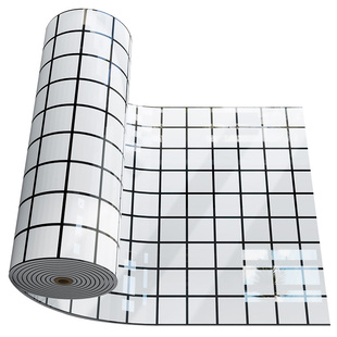 仿瓷砖墙贴墙纸自粘黑白格子商用餐饮厨房壁纸店铺装修墙裙护墙板