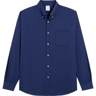 Brooks Brothers/布克兄弟男士25新品纯色纽扣领口袋logo衬衫