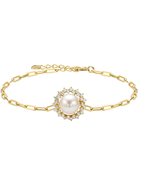 黄金手链天然海水珍珠纯银手串