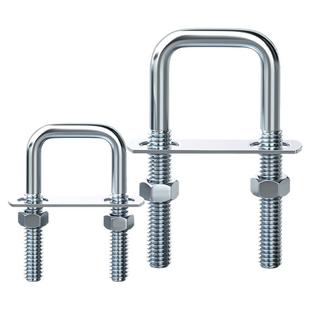 镀锌方型U型管卡直角螺栓螺丝卡扣抱箍加长固定连接件方形M6M8M10