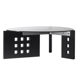 山河即木原创设计 Y茶几 异形玻璃实木不锈钢北欧复古黑色侘寂