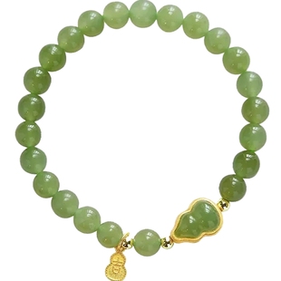 六桂福葫芦和田玉手链女款天然手串福禄玉石手链情人节新年礼物