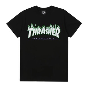【正品现货】Thrasher Joker Flame 美版小丑配色绿紫火焰短袖T恤