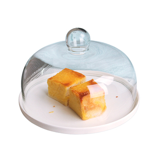 水果试吃盘带盖盒子防尘玻璃蛋糕罩展示盘品尝盘家用甜品面包托盘