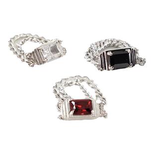 PUPILCASKET 水晶阶梯戒 纯银原创小众设计链条阶梯状高级感戒指