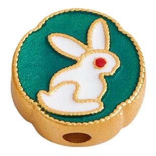 古法沙金十二生肖蛇马羊隔珠通孔散珠diy手链串手工编织配件配珠