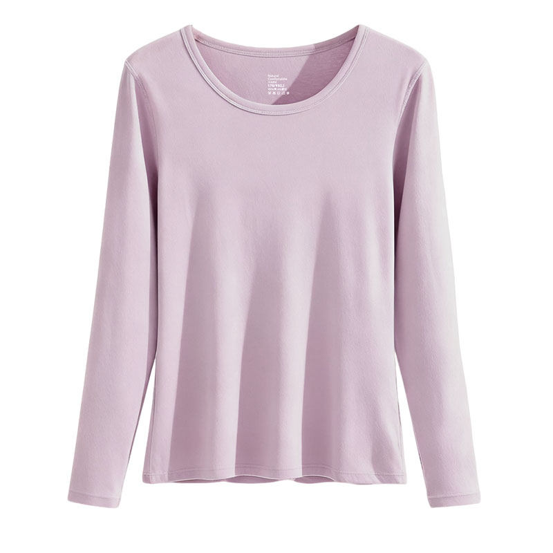 秋衣女款外穿纯棉单件上衣圆领打底棉毛衫7A抑菌新款保暖内衣长袖