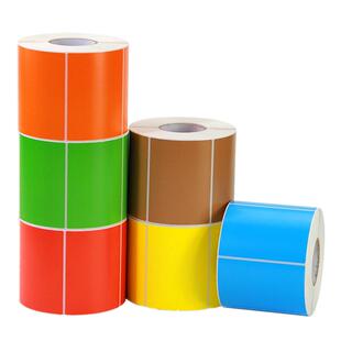 彩色不干胶铜版纸100X80 70*50 60*40 30 20 32*19 102*152 120条码打印机印刷铜板牛皮红黄蓝绿棕橙色90贴纸