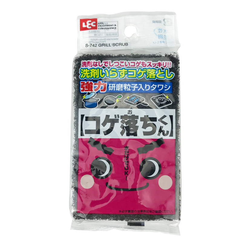 日本LEC锅具焦糊渍研磨粒子海绵擦 厨房清洁强力去污垢钢丝洗碗布
