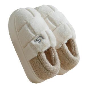 买一送一棉拖鞋女款冬季包跟保暖情侣家居室内防滑厚底毛绒棉鞋男