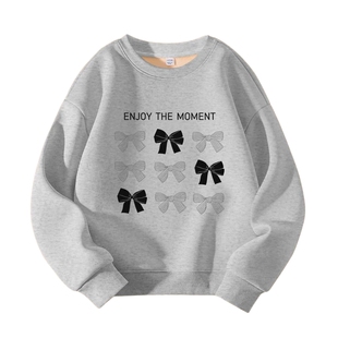 班尼路女童卫衣春秋新款女孩春季圆领运动服儿童春装透气打底上衣