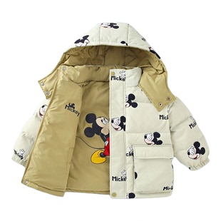正品迪士尼米奇儿童羽绒服男童冬装女童双面穿羽绒外套小孩90鸭绒