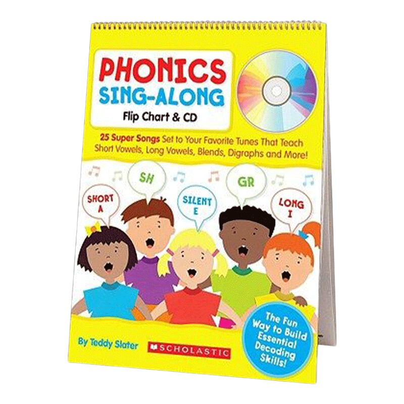 英文原版 Phonics Sing-Along Flip Chart 学乐自然拼读跟唱学习活动挂图 英文版 进口英语原版书籍