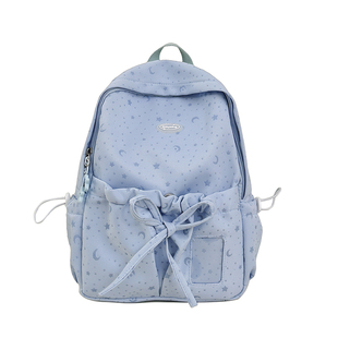 蓝色书包女生小清新高颜值大容量轻便女外出旅游出去玩百搭双肩包