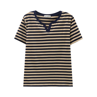 胖mm大码女装夏季2025新款短袖t恤宽松纯棉V领体恤遮肚洋气上衣服