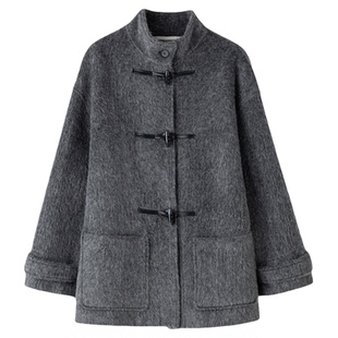 FANLE STUDIOS升级湿狗Alpaca羊驼复古立领牛角扣中长款大衣外套