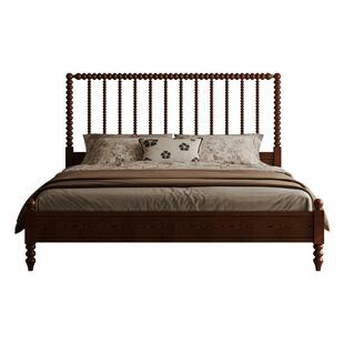 时余朱诺床美式软包实木床法式复古温莎床主卧美式中古风格橡木床