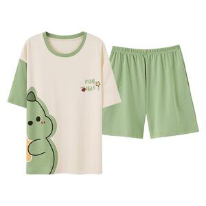 2023年新款睡衣女款夏季纯棉短袖短裤夏天少女生夏款女士家居服全