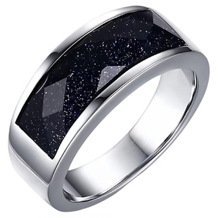 欧美时尚钛钢戒指男款个性简约黑耀石食指环单身戒子2025新款手饰