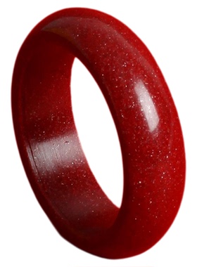 正品原矿朱砂细红色素圈指环