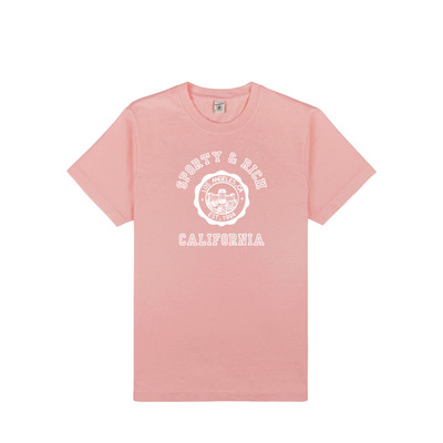 Sporty&Rich 80s Gym系列女士California康乃馨粉字母印花短袖T恤